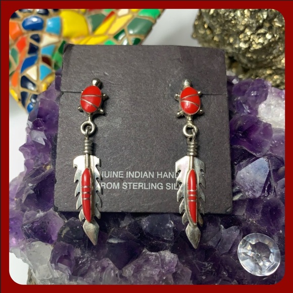 🚫RESERVED🚫Native silver/red coral earrings - Picture 1 of 14